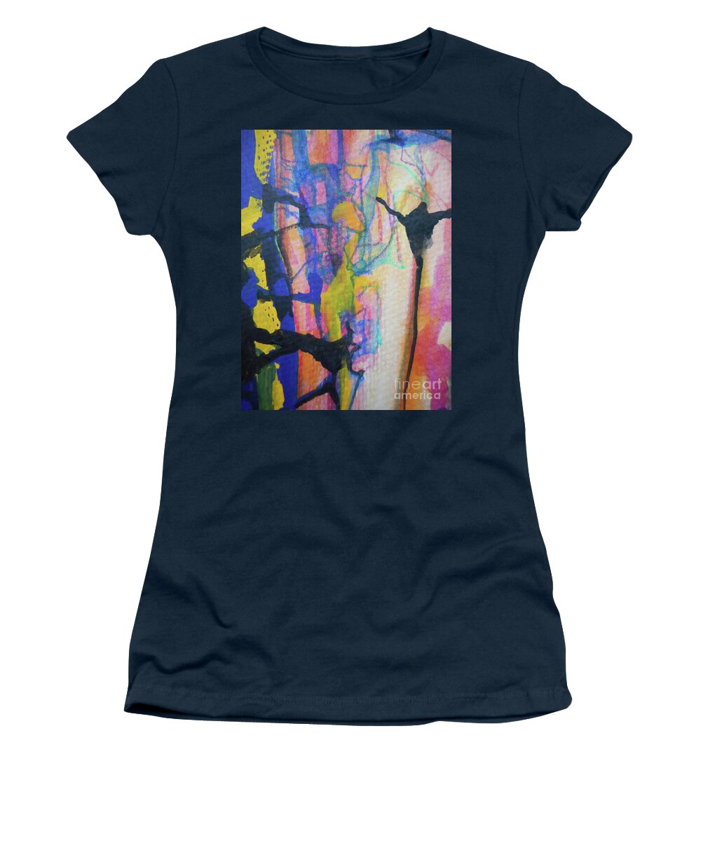 Katerina Stamatelos Women's T-Shirt featuring the painting Abstract-3 by Katerina Stamatelos