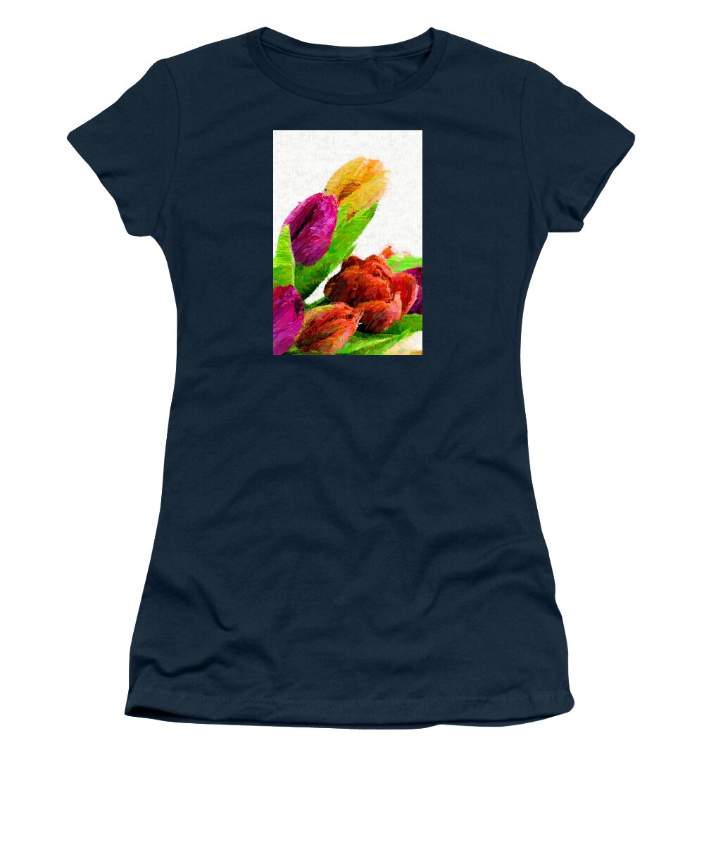 Rafael Salazar Women's T-Shirt featuring the mixed media Abstract Flower 0722 by Rafael Salazar
