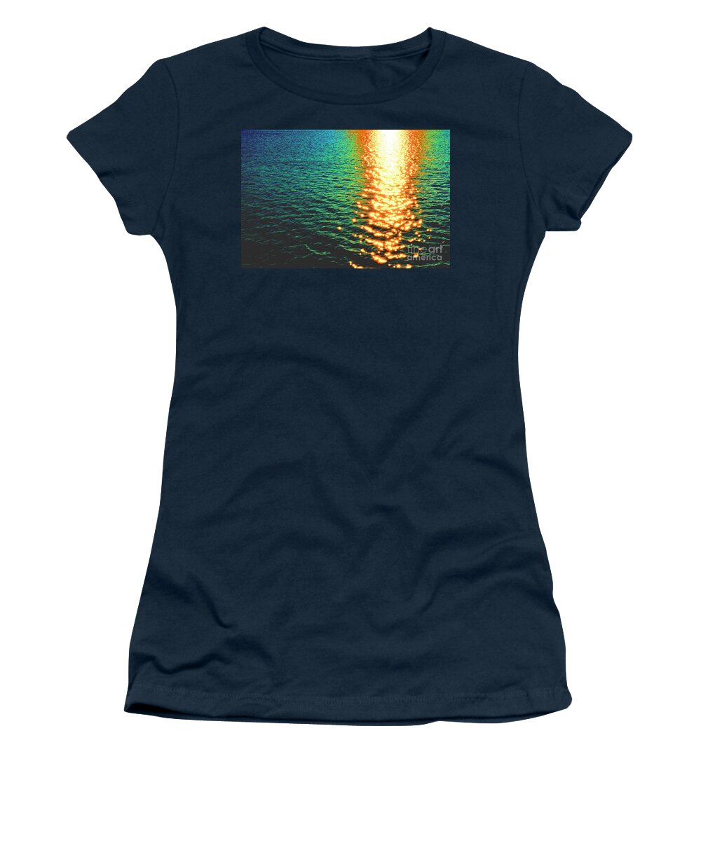 Abstract Women's T-Shirt featuring the photograph Abstract Reflections Digital Painting #5 - Delaware River Series by Robyn King