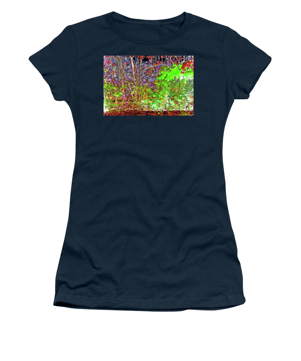 Trees Women's T-Shirt featuring the photograph Abstract Sunlight on Trees by Gina O'Brien