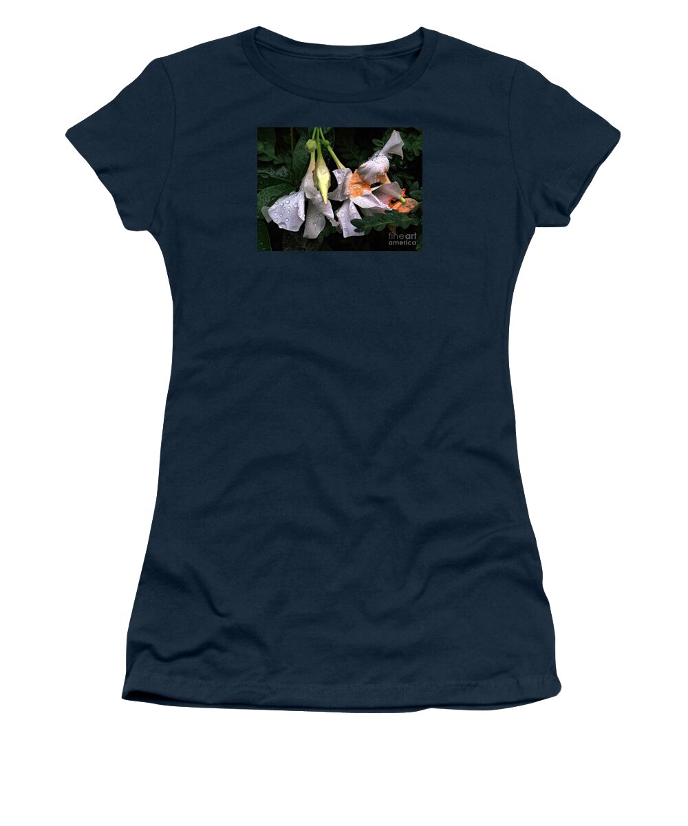 Flowers In Rain Women's T-Shirt featuring the photograph After the Rain - Flower Photography by Miriam Danar