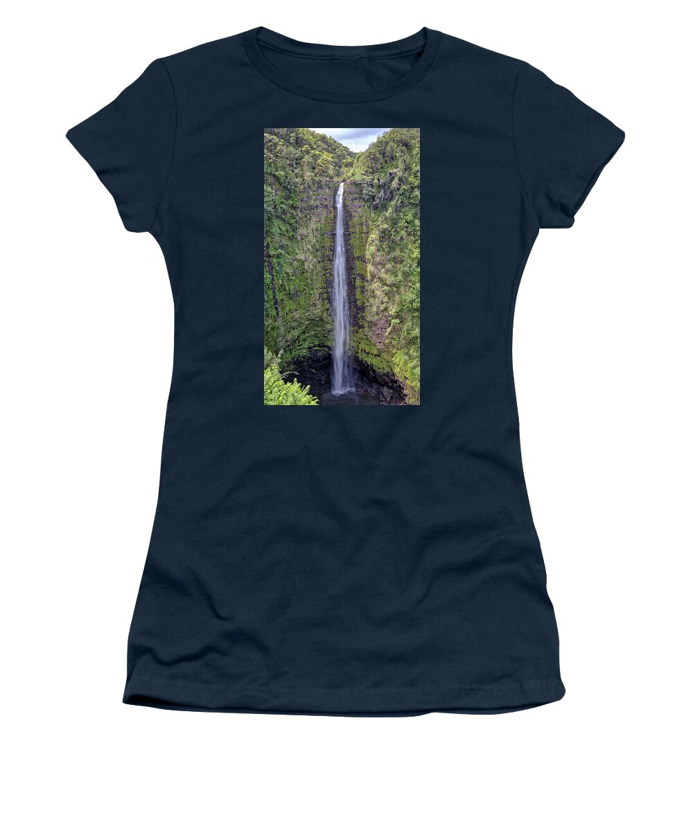Akaka Falls Women's T-Shirt featuring the photograph Akaka Falls by Susan Rissi Tregoning