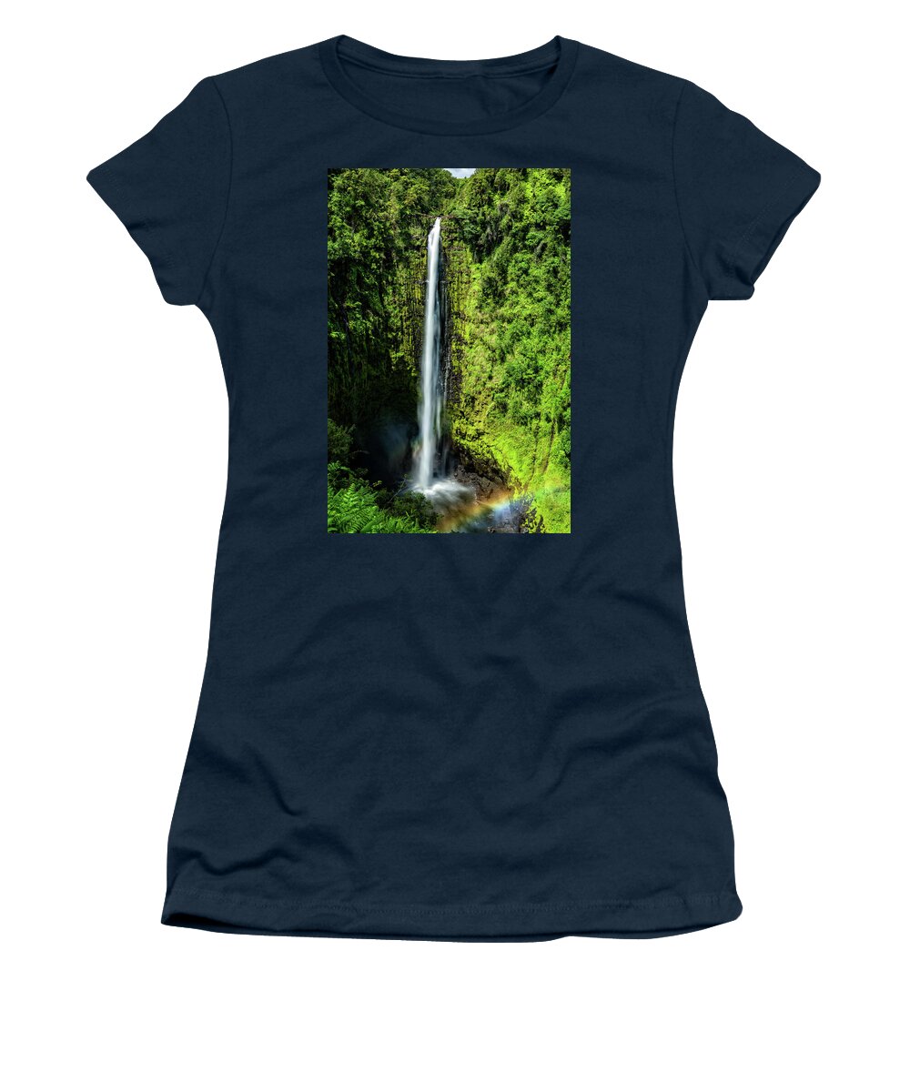 2016 Women's T-Shirt featuring the photograph Akaka Falls with Rainbow by John Hight