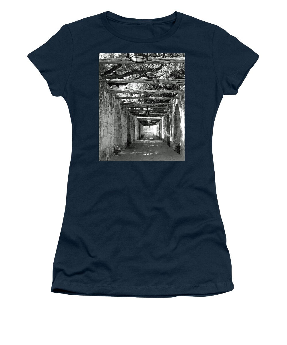 Alamo Corridor Women's T-Shirt featuring the photograph Alamo Corridor by Debbie Karnes