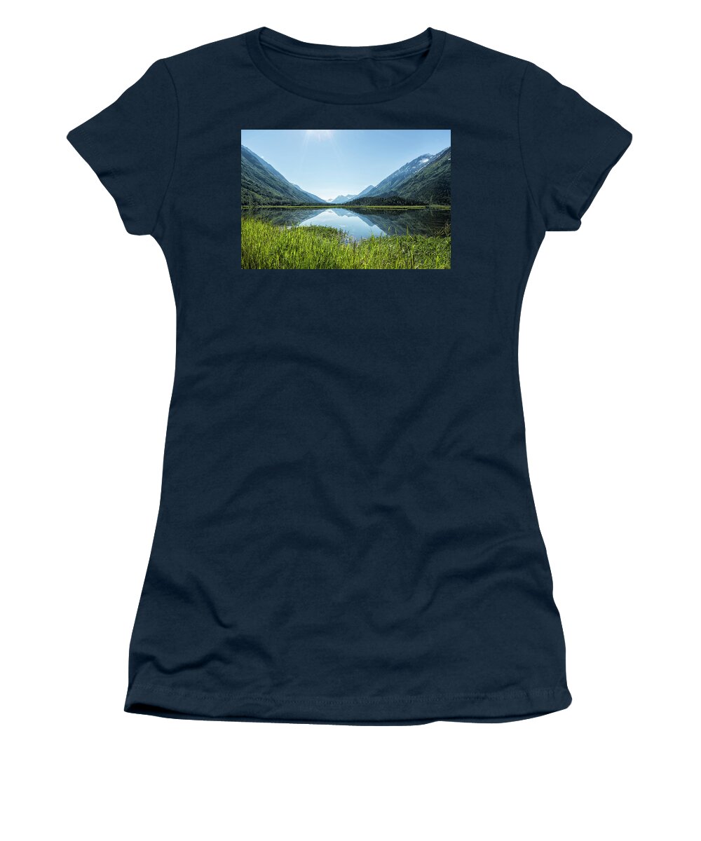 Tern Lake Women's T-Shirt featuring the photograph Alaska Summer Light on Tern Lake by Belinda Greb