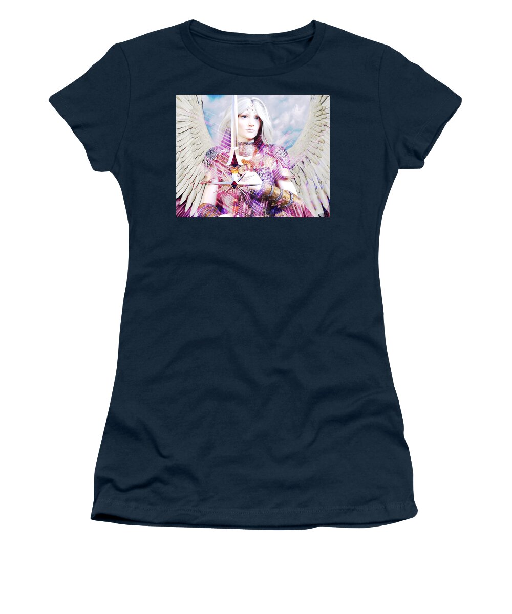 Albino Angel Women's T-Shirt featuring the digital art Albino Guardian Angel by Suzanne Silvir