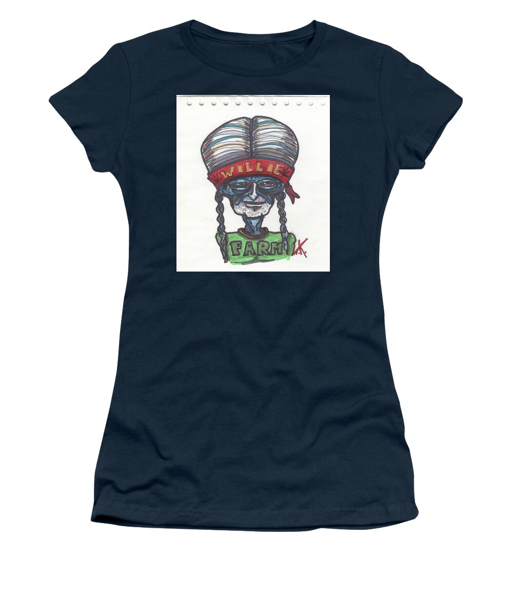 Willie Nelson Women's T-Shirt featuring the drawing alien Willie Nelson by Similar Alien
