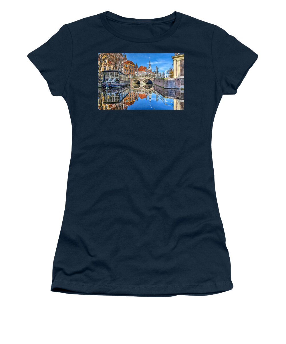 Alkmaar Women's T-Shirt featuring the photograph Alkmaar Fish Market by Frans Blok