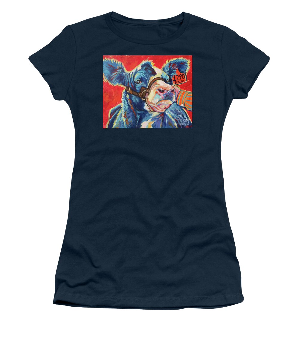 Angus Women's T-Shirt featuring the painting All Dolled Up by Jenn Cunningham