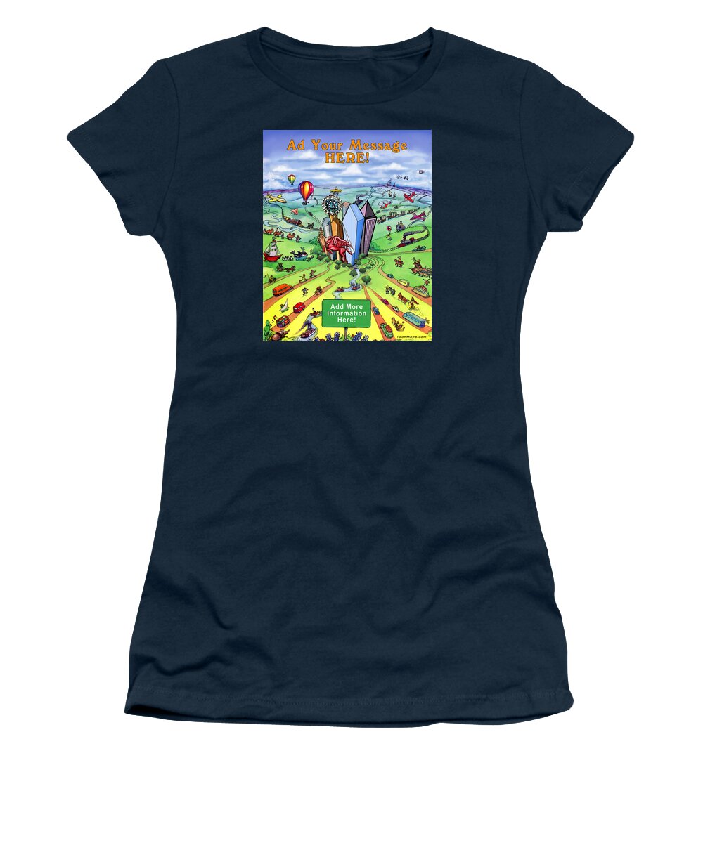 Dallas Women's T-Shirt featuring the digital art All Roads lead to Dallas Texas by Kevin Middleton