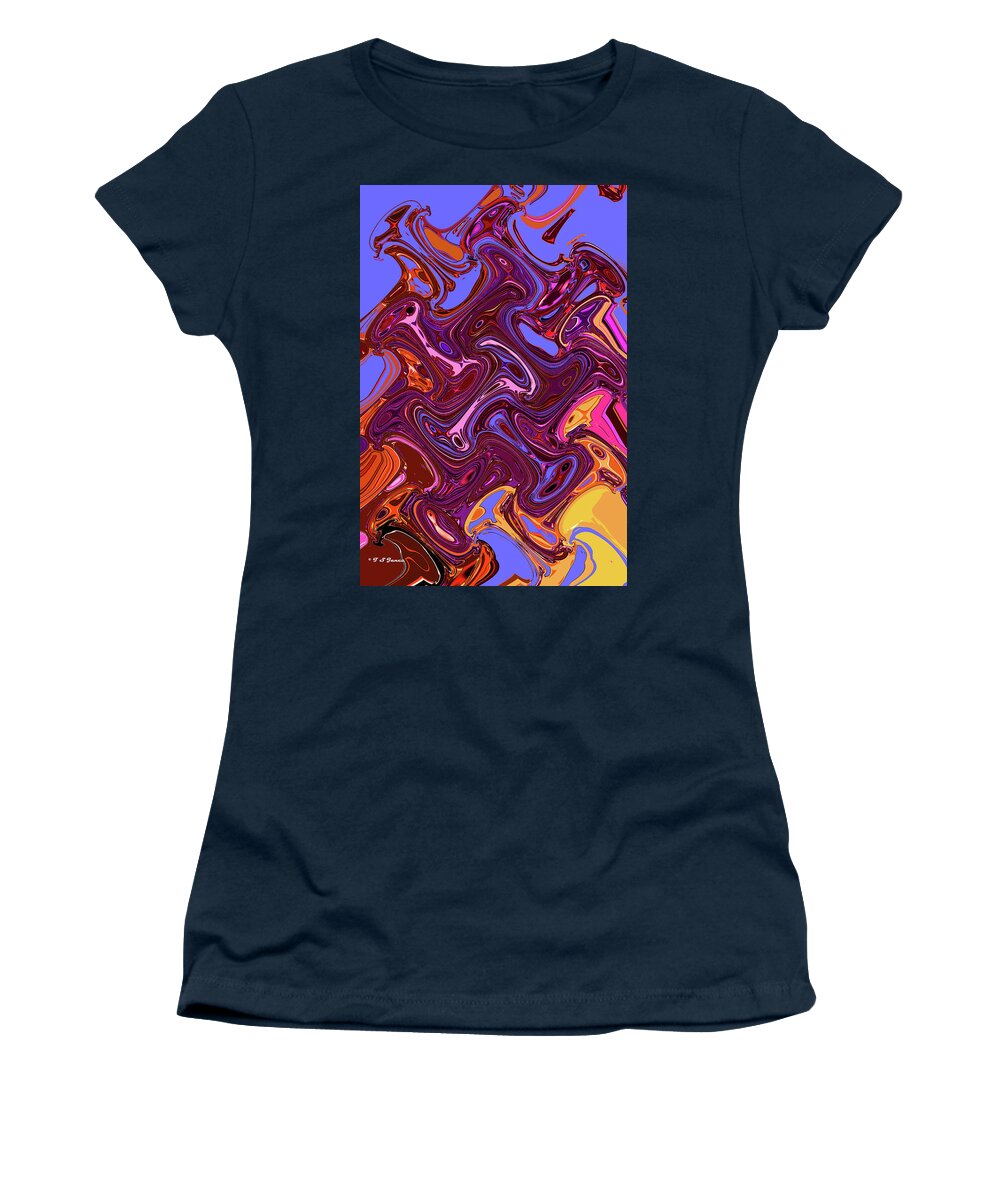 Ally Cats Squabble Abstract Women's T-Shirt featuring the digital art Ally Cats Squabble Abstract by Tom Janca