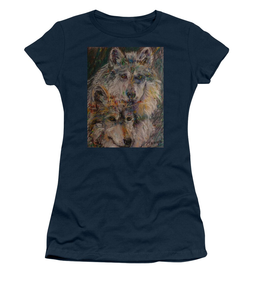 Painting Women's T-Shirt featuring the painting Alpha Pair by Todd Peterson