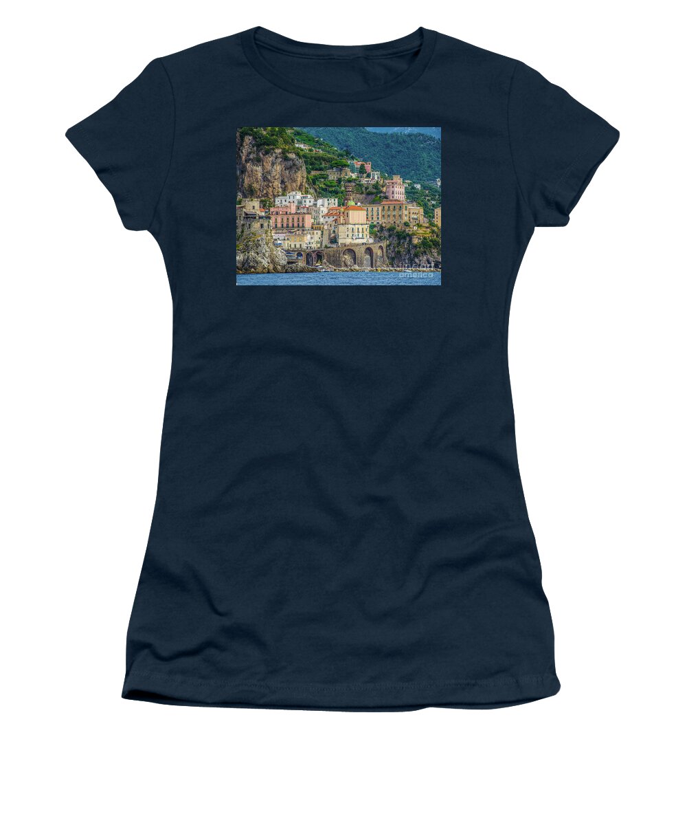 Amalfi Town Women's T-Shirt featuring the photograph Amalfi-Amalfi Coast by Maria Rabinky