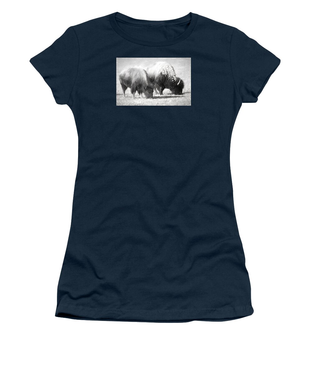 Art. Artistic Women's T-Shirt featuring the photograph American Bison in Charcoal by Linda Phelps