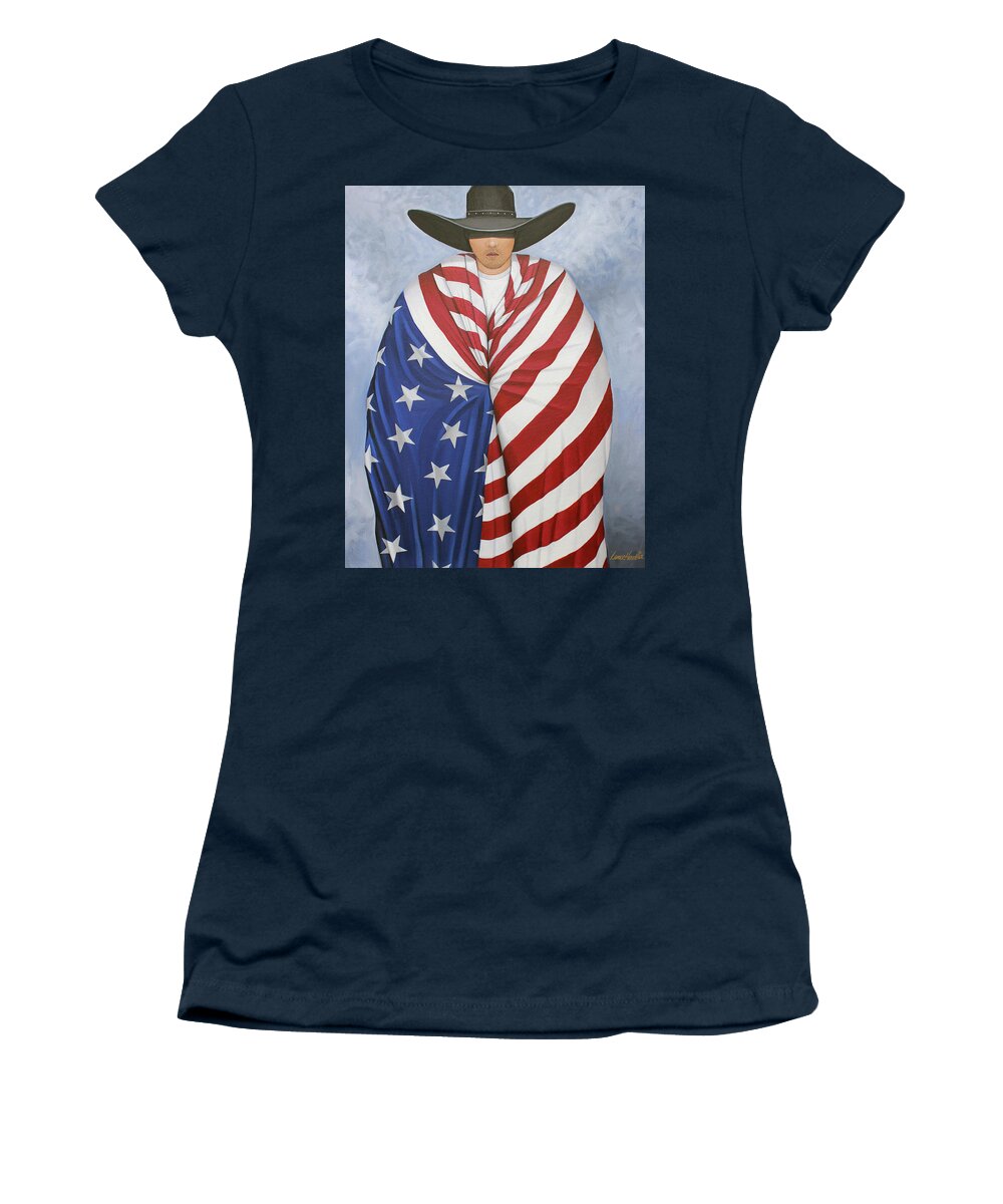 American Cowboy Women's T-Shirt featuring the painting American Pride 2 by Lance Headlee