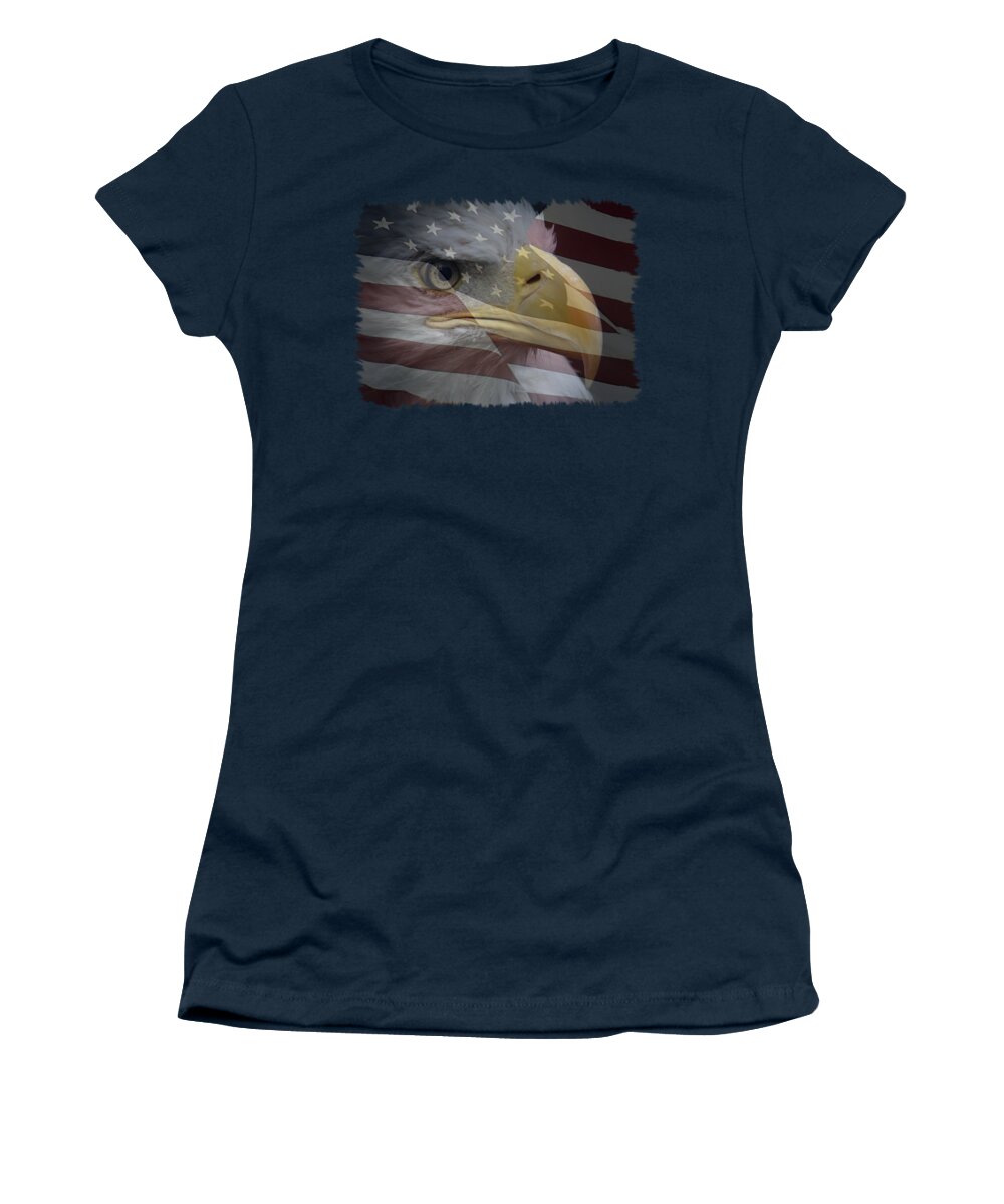 Eagle And Flag Women's T-Shirt featuring the photograph American Pride 3 by Ernest Echols
