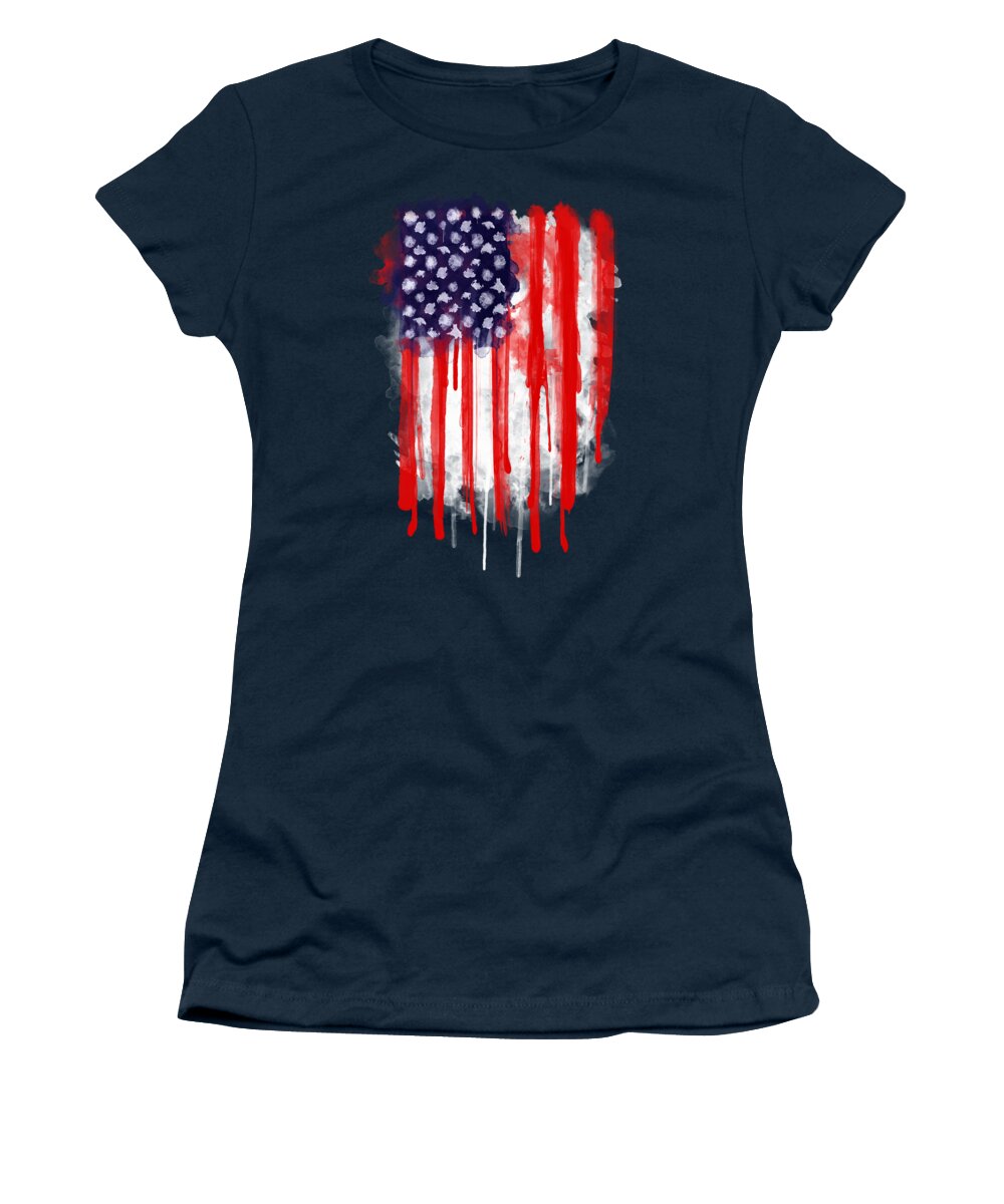 America Women's T-Shirt featuring the painting American Spatter Flag by Nicklas Gustafsson