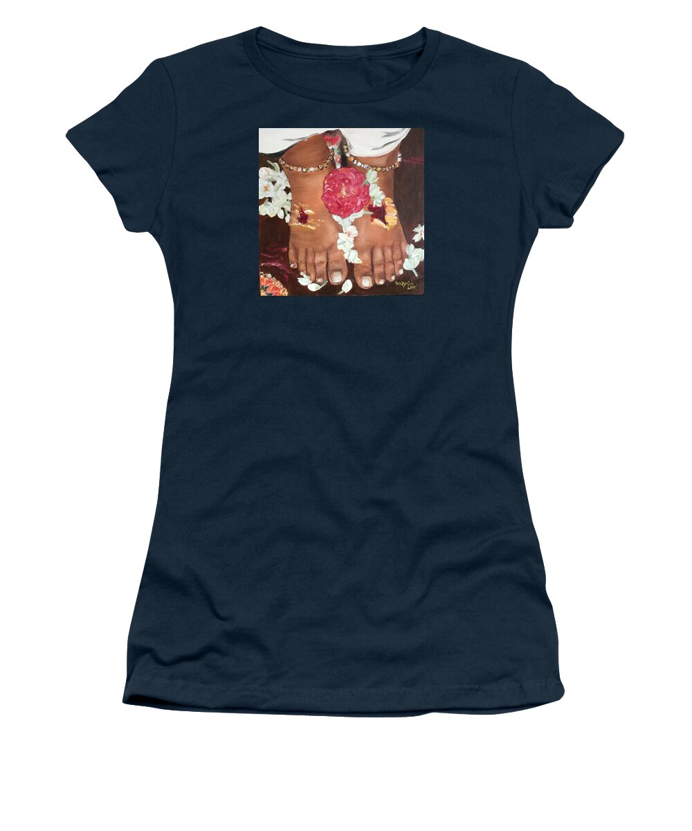 Amma Women's T-Shirt featuring the painting Amma's Feet by Ryszard Ludynia
