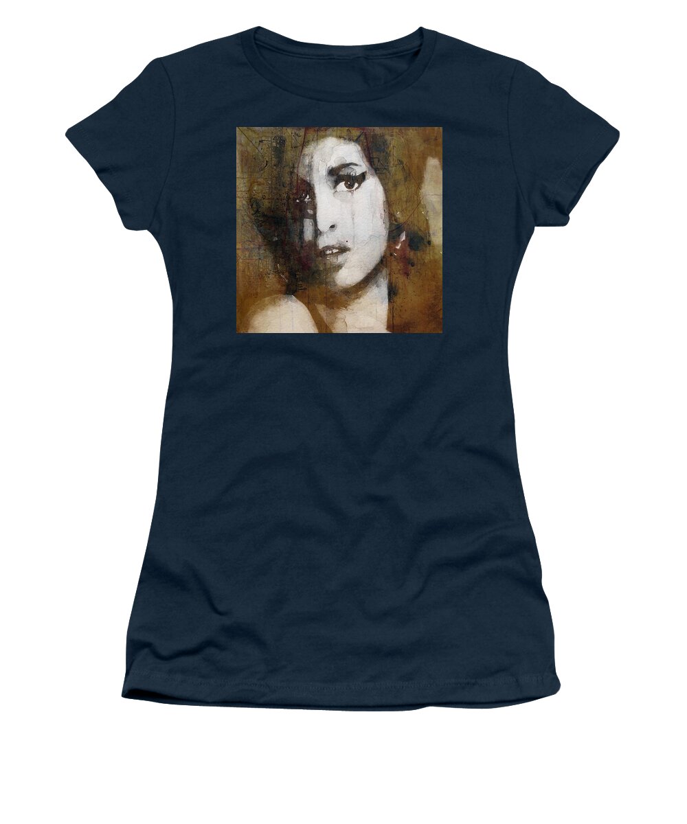 Amy Winehouse Women's T-Shirt featuring the mixed media Amy Winehouse Love Is A Losing Game by Paul Lovering