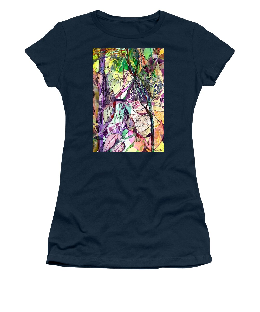 Autumn Women's T-Shirt featuring the painting An Autumn Pattern by Mindy Newman
