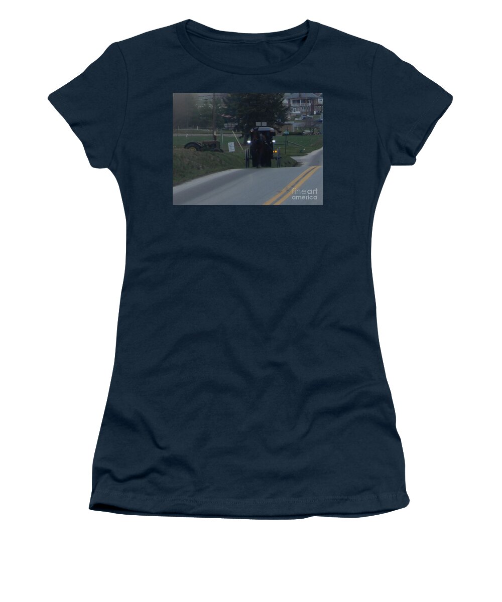 Amish Women's T-Shirt featuring the photograph An Evening Commute by Christine Clark