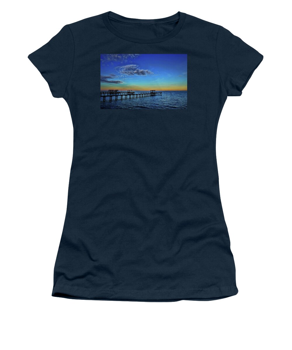 Kemah Women's T-Shirt featuring the photograph An Evening in Kemah Vibrant Colors by Judy Vincent