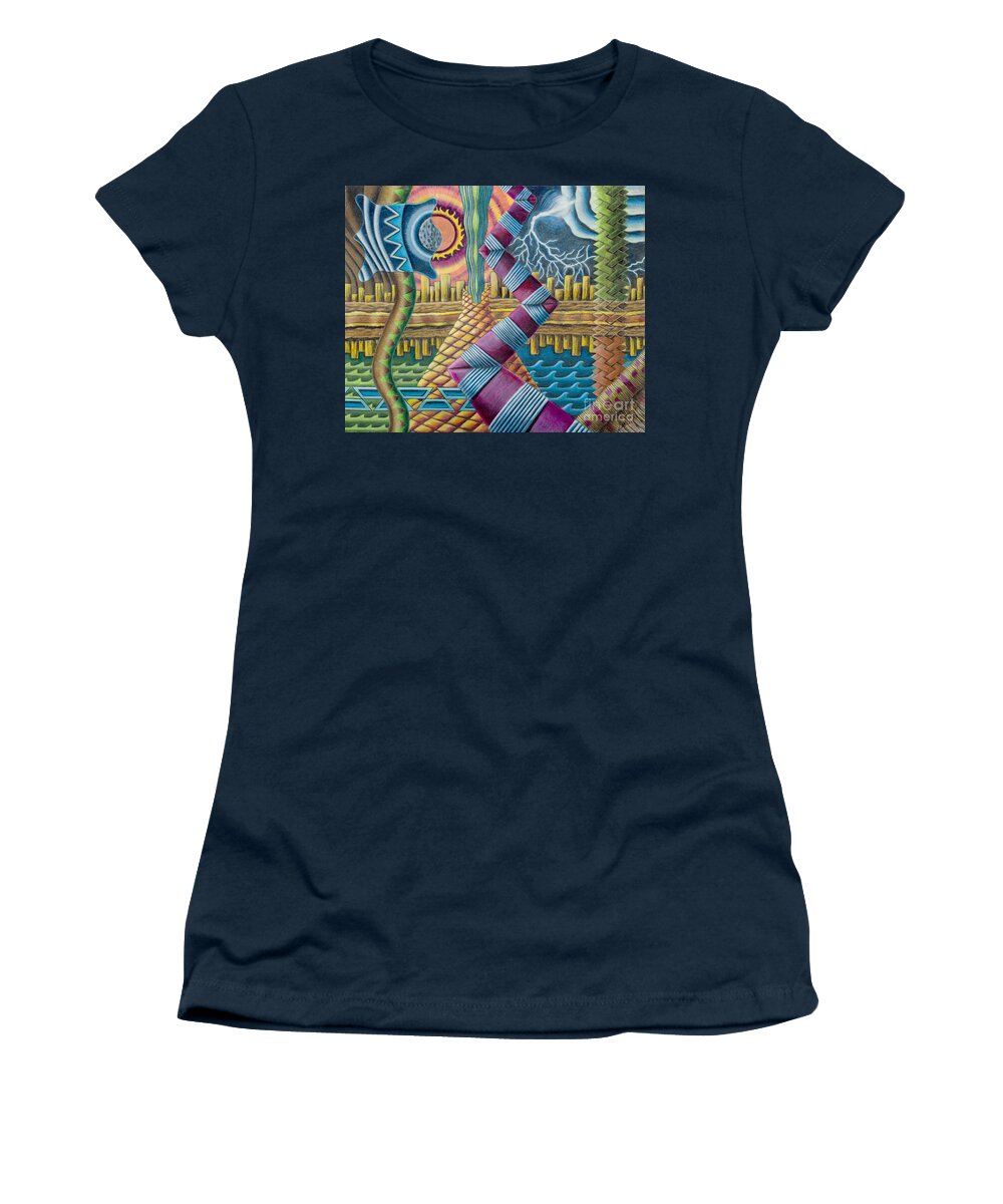 Fine Art Women's T-Shirt featuring the drawing Ancient Elements by Scott Brennan
