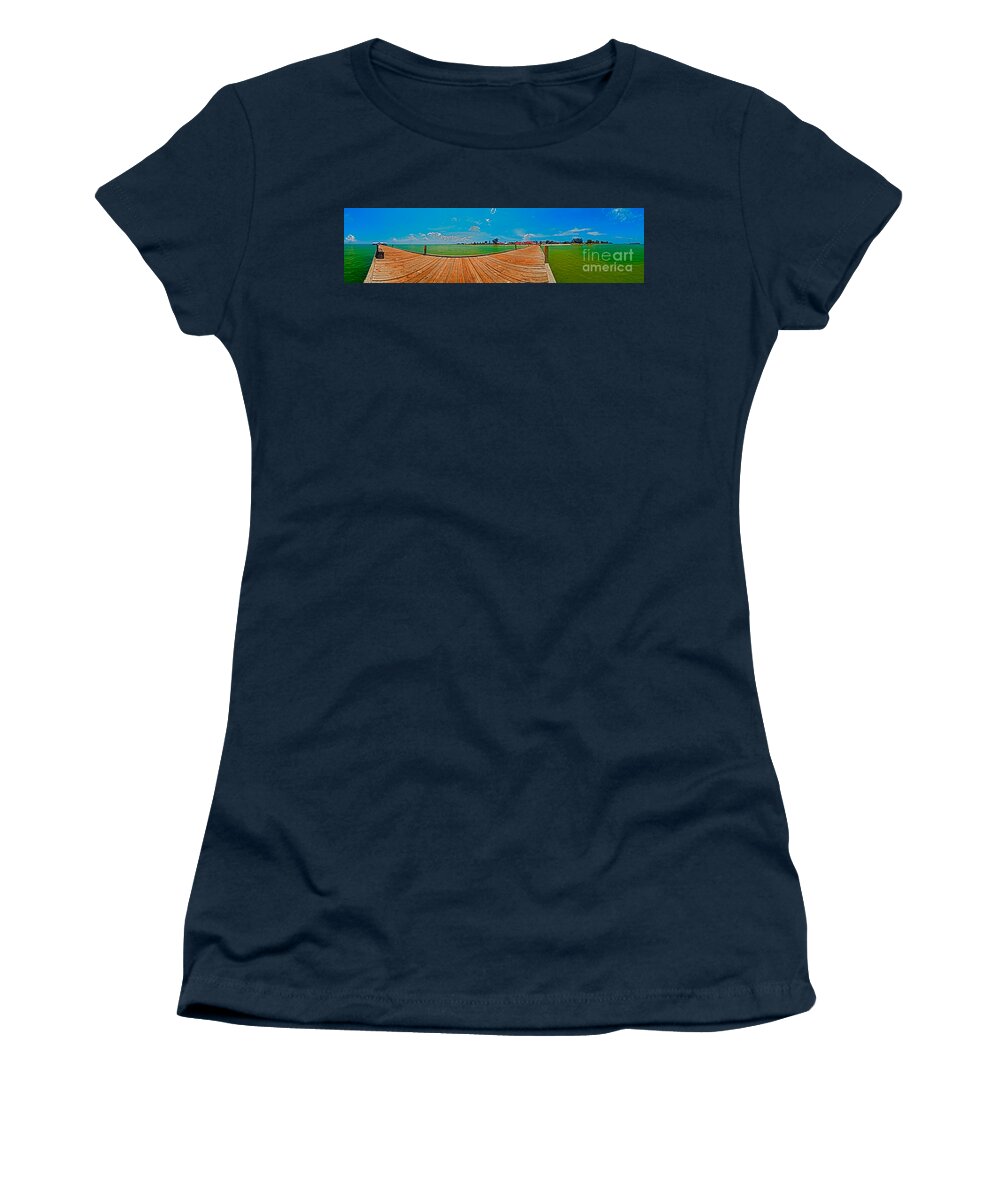 Panorama Women's T-Shirt featuring the photograph Anna Maria Island seen from the Historic City Pier Panorama by Rolf Bertram