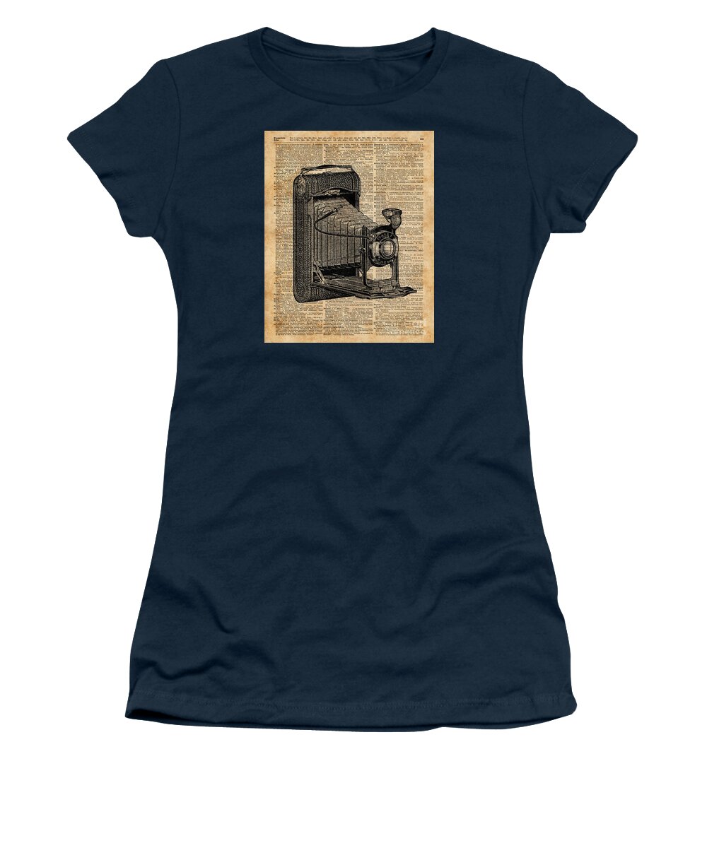 Conley Women's T-Shirt featuring the digital art Antique Conley Camera,Vintage Encyclopedia Book Page by Anna W