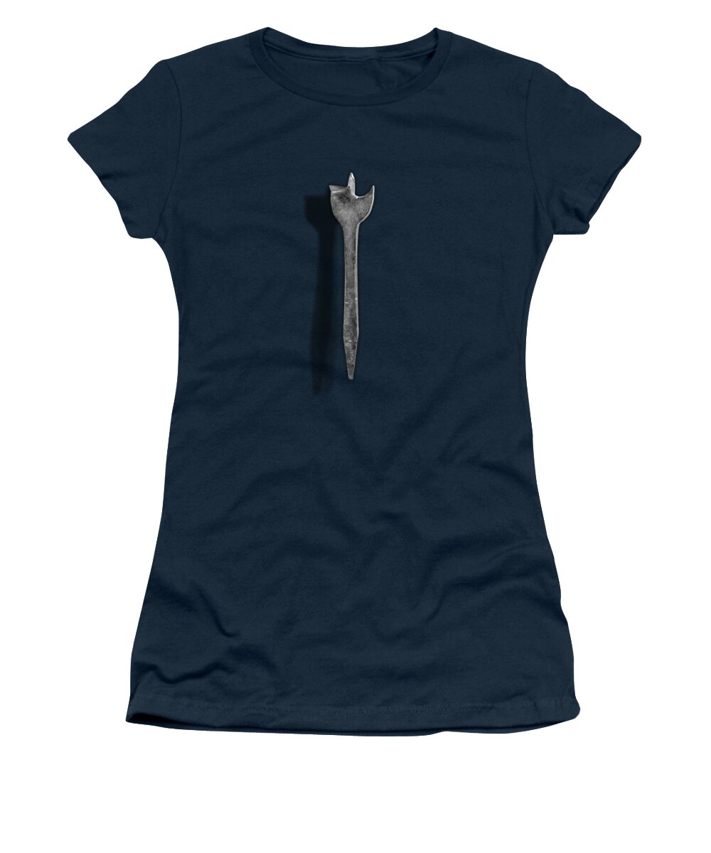Art Women's T-Shirt featuring the photograph Antique Wood Boring Bit in Black and White by YoPedro
