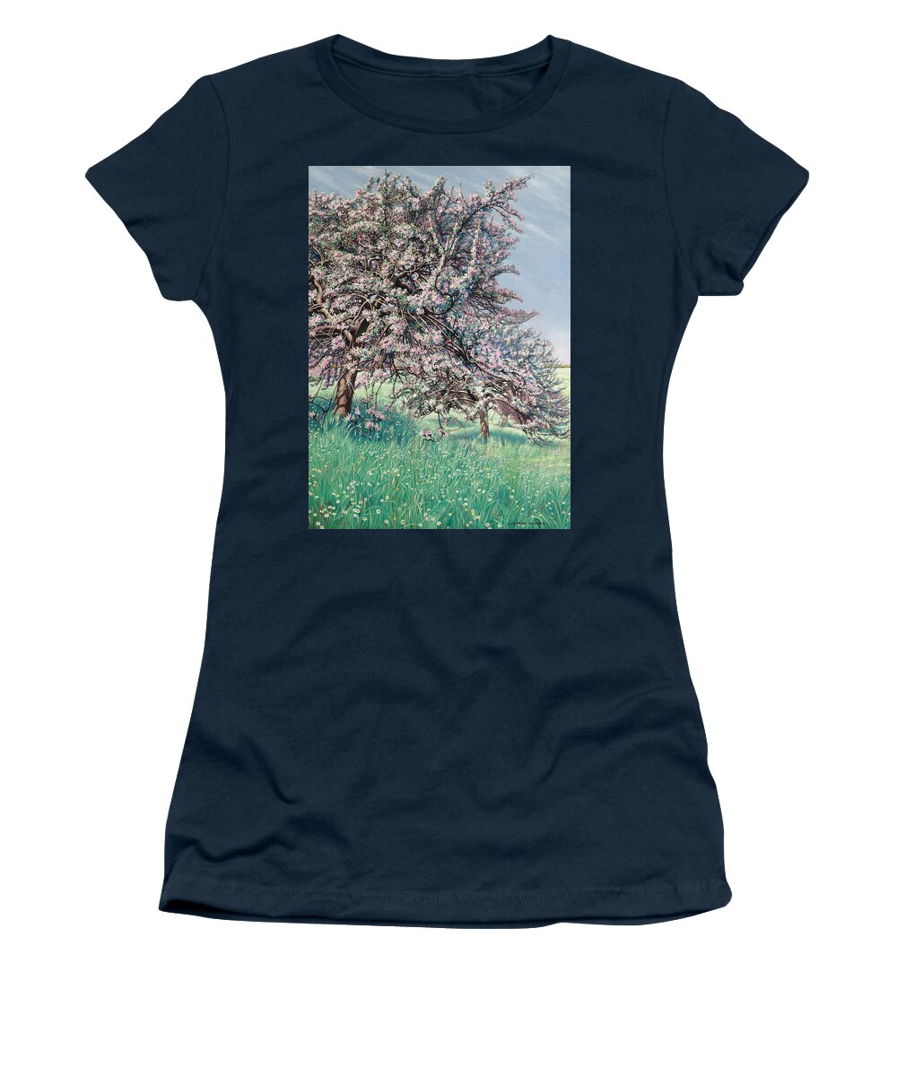 Carlos Schwabe Women's T-Shirt featuring the painting Apple Blossom by Carlos Schwabe