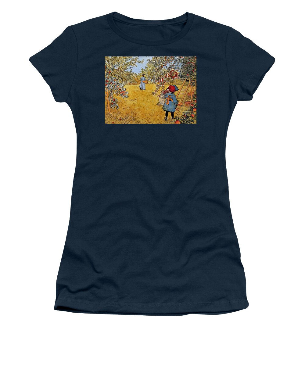Carl Larsson Apple Orchard Women's T-Shirt featuring the painting Apple by MotionAge Designs