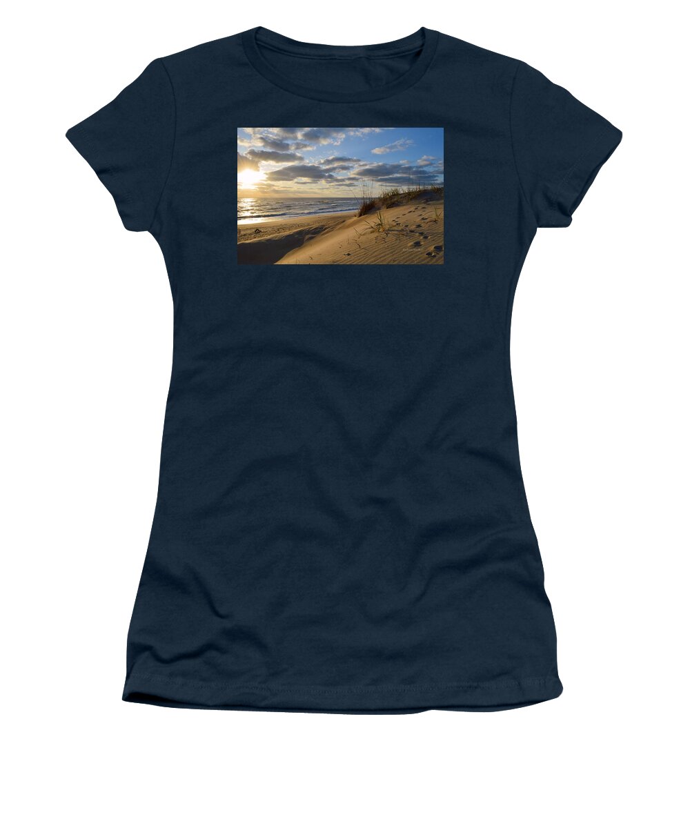 Obx Sunrise Women's T-Shirt featuring the photograph April Sunrise 2016 by Barbara Ann Bell