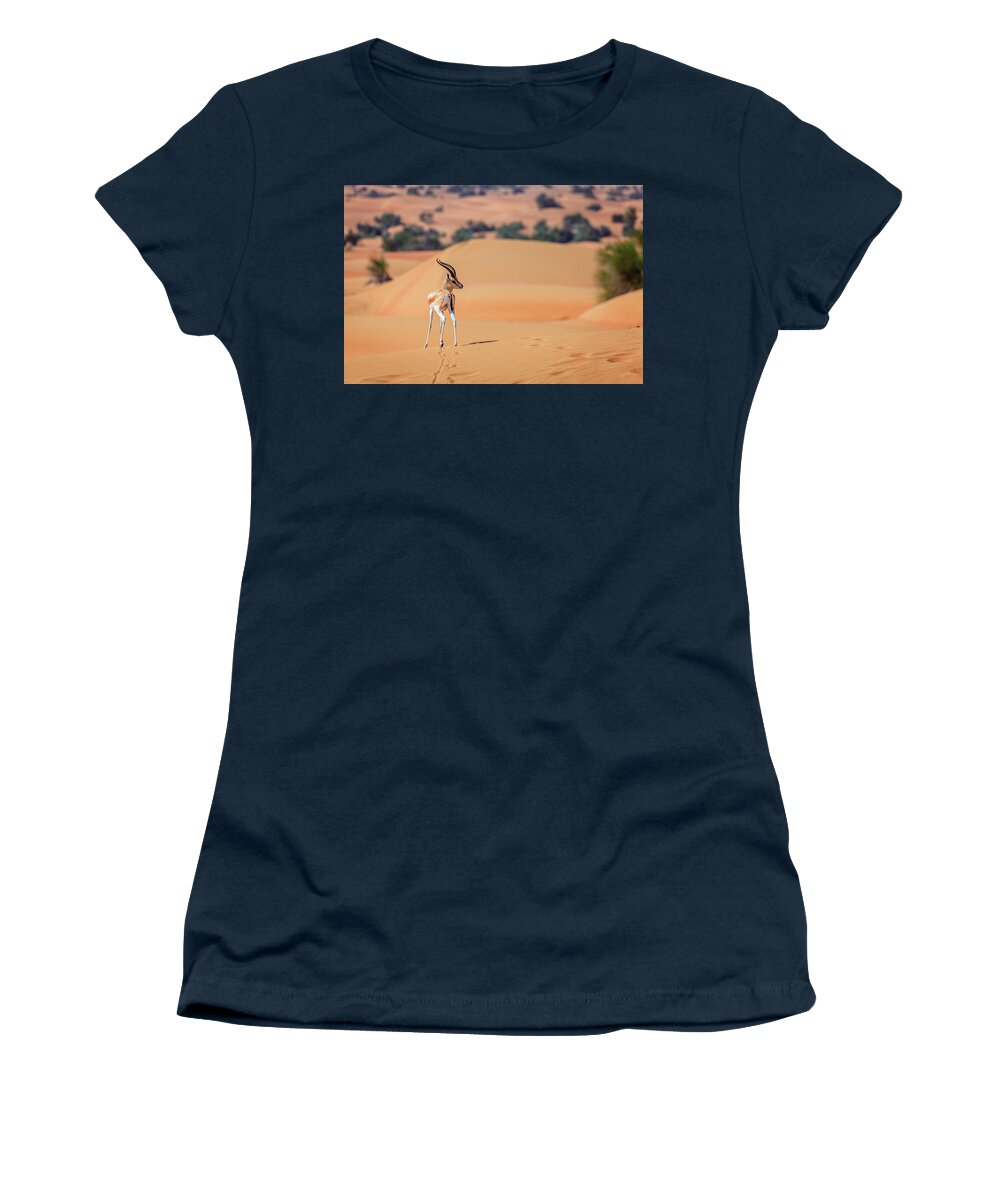 Arabian Women's T-Shirt featuring the photograph Arabian Gazelle by Alexey Stiop