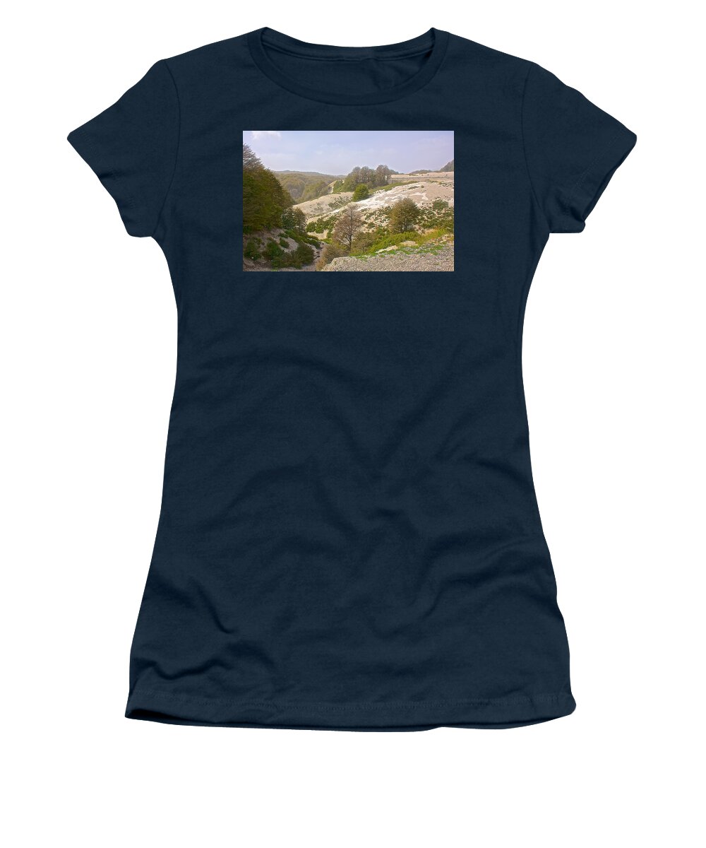 Area In Andes Mountains Beginning To Show Signs Of Recovery In Andes Mountains In Argentina Women's T-Shirt featuring the photograph Area in Andes Mountains Beginning to Show Signs of Recovery in Argentina by Ruth Hager
