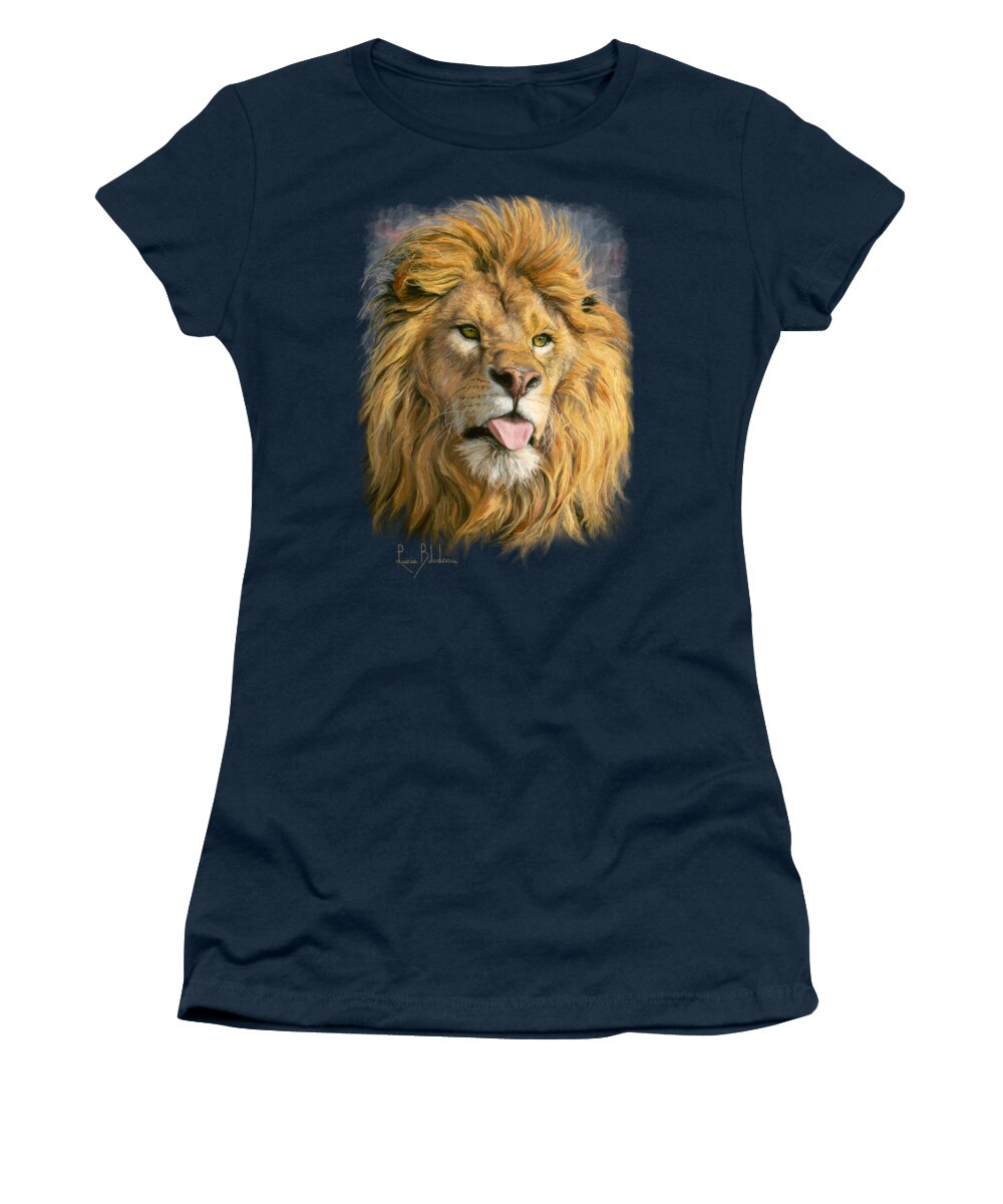 Lion Women's T-Shirt featuring the painting Silly Face by Lucie Bilodeau