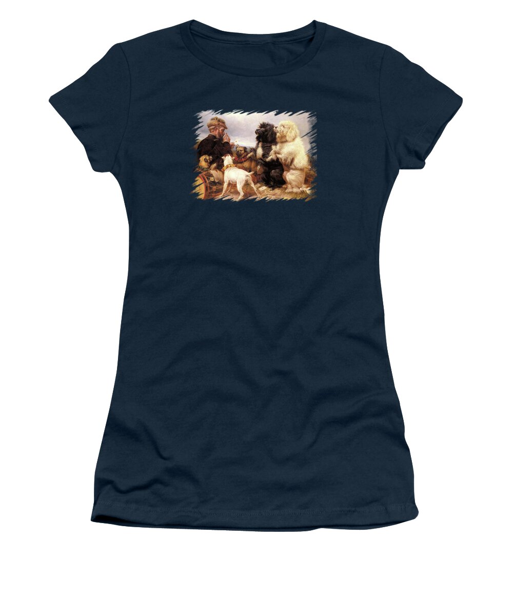 Dog Women's T-Shirt featuring the mixed media Lucky Dogs - Mans Best Friend by Richard Andsdell 1880