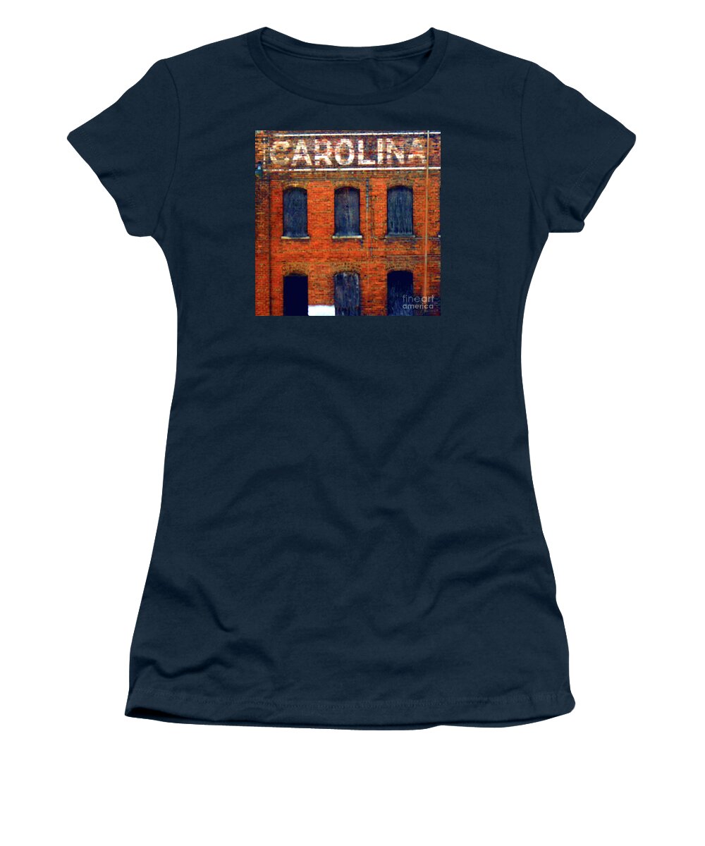 Square Women's T-Shirt featuring the mixed media Asheville River District by Zsanan Studio