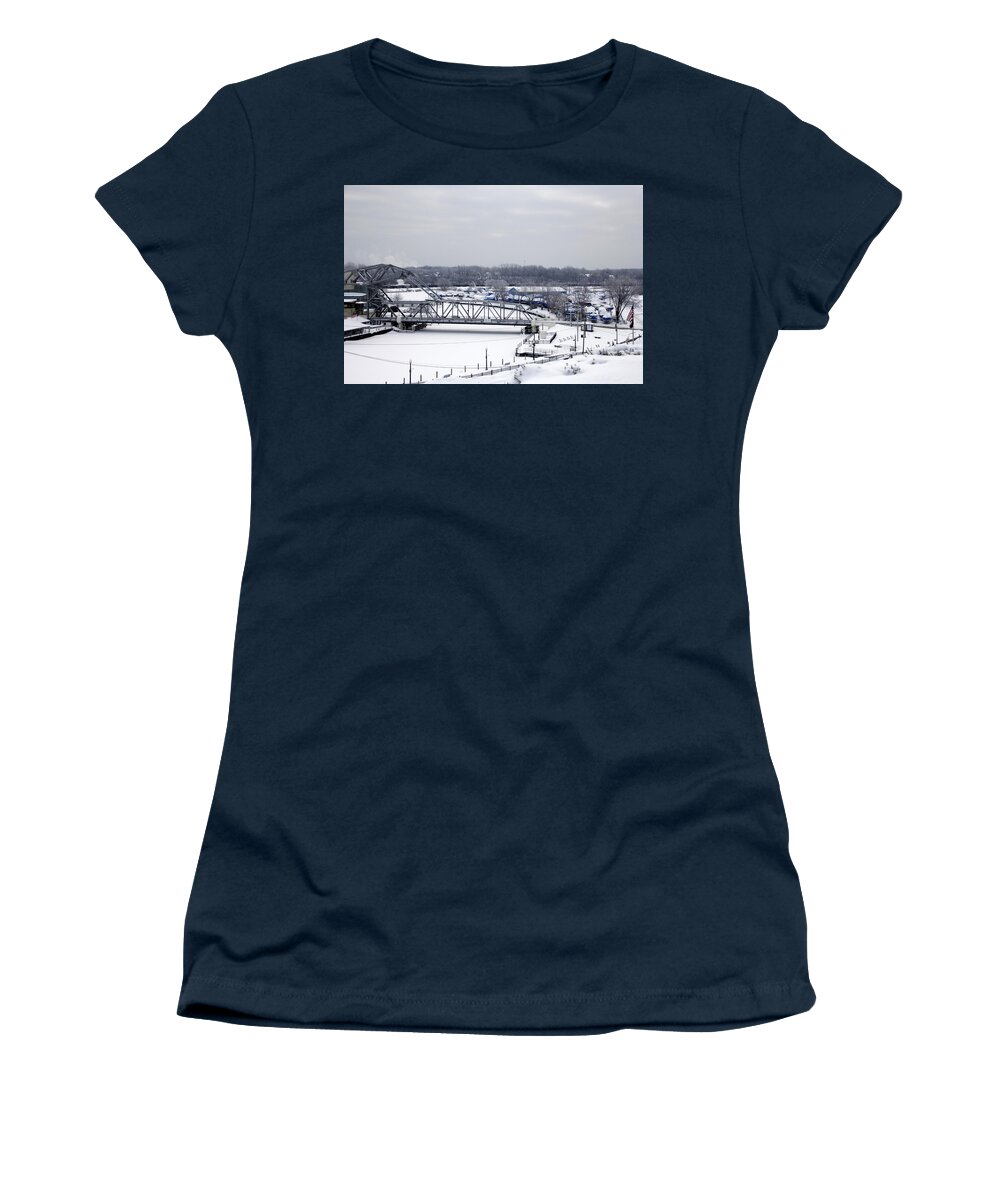 Bascule Bridge Women's T-Shirt featuring the photograph Ashtabula Bascule Bridge by Valerie Collins