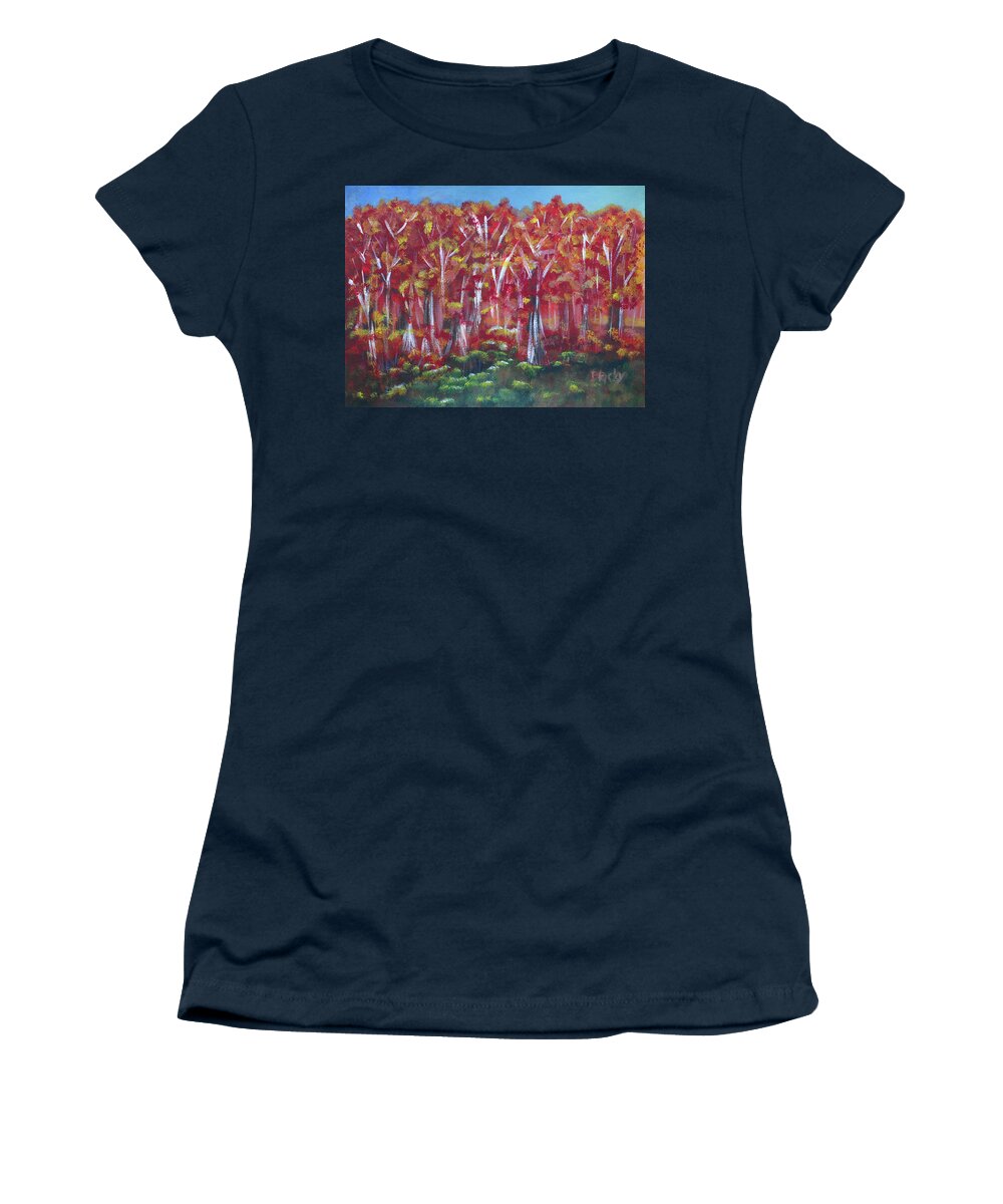 Fall Women's T-Shirt featuring the painting Aspen Fall by Donna Blackhall