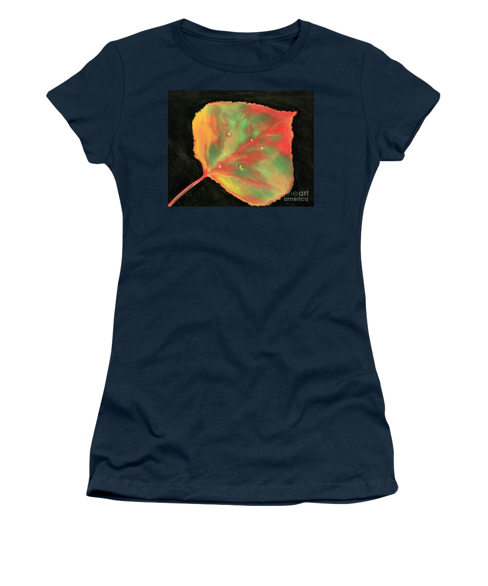 Aspen Women's T-Shirt featuring the pastel Aspen Leaf in Fall by Ginny Neece