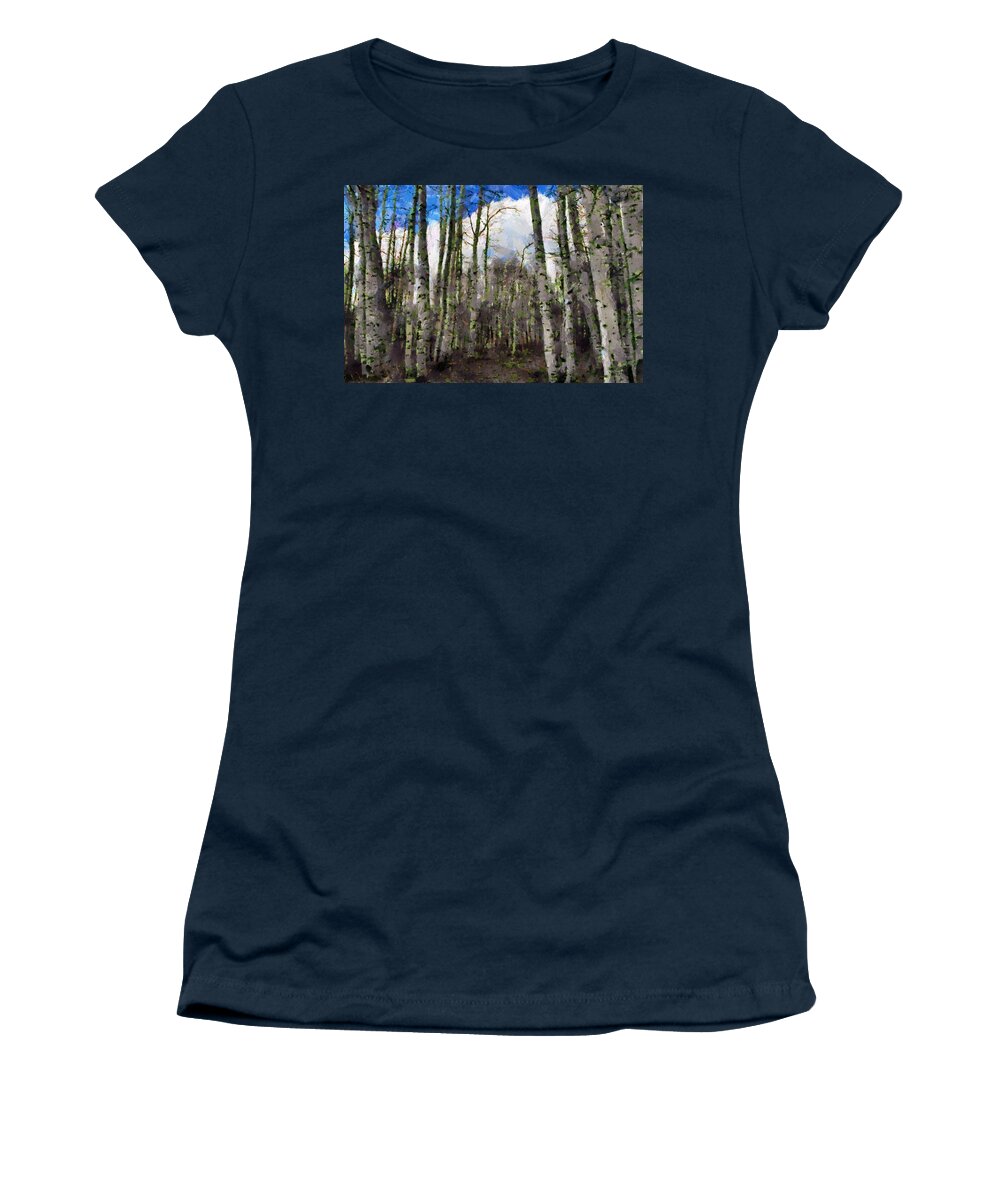 Aspen Women's T-Shirt featuring the painting Aspen Standing by Jeffrey Kolker