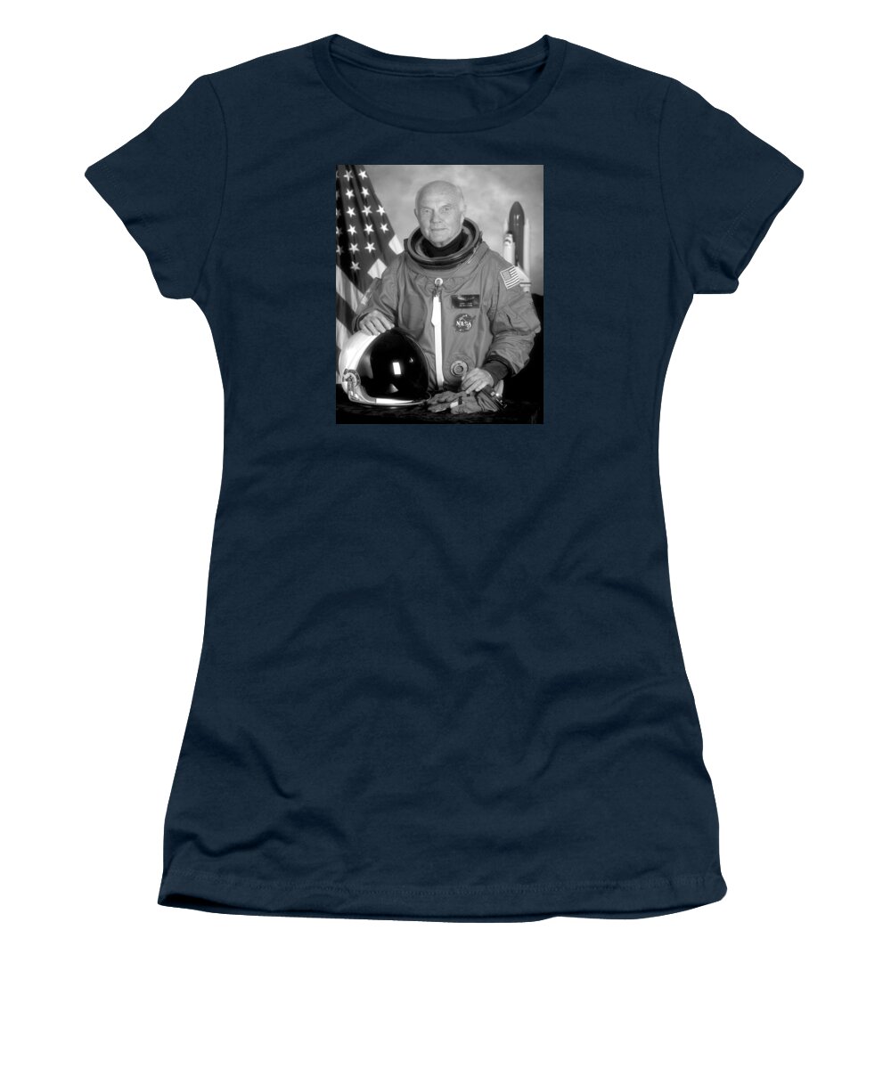  John Glenn Women's T-Shirt featuring the photograph Astronaut John Glenn - 1998 by War Is Hell Store