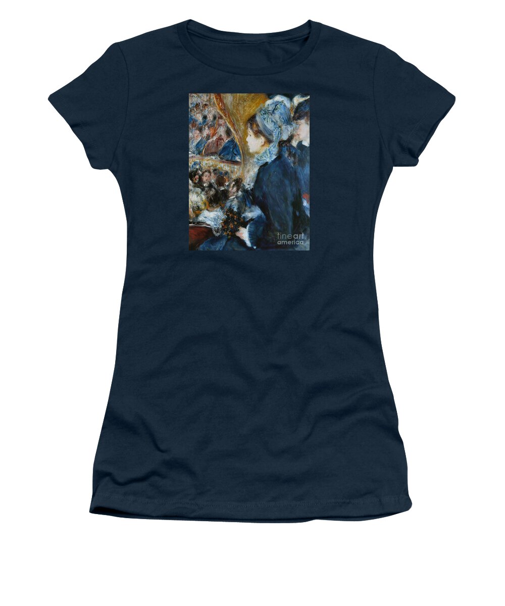Theater Women's T-Shirt featuring the painting At the Theater by Pierre Auguste Renoir
