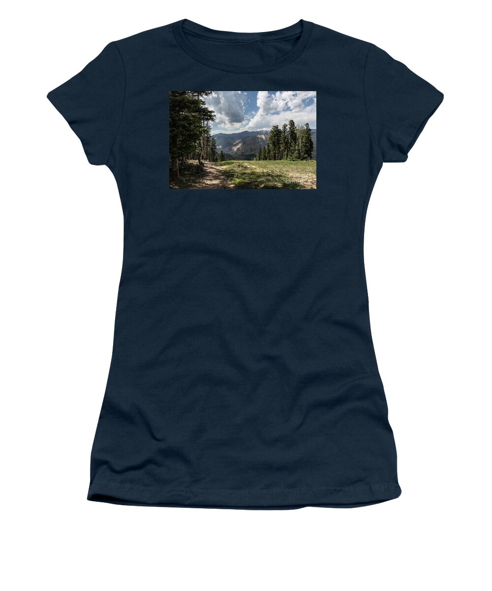 Mountains Women's T-Shirt featuring the photograph At the Top of the Run by Kathy McClure