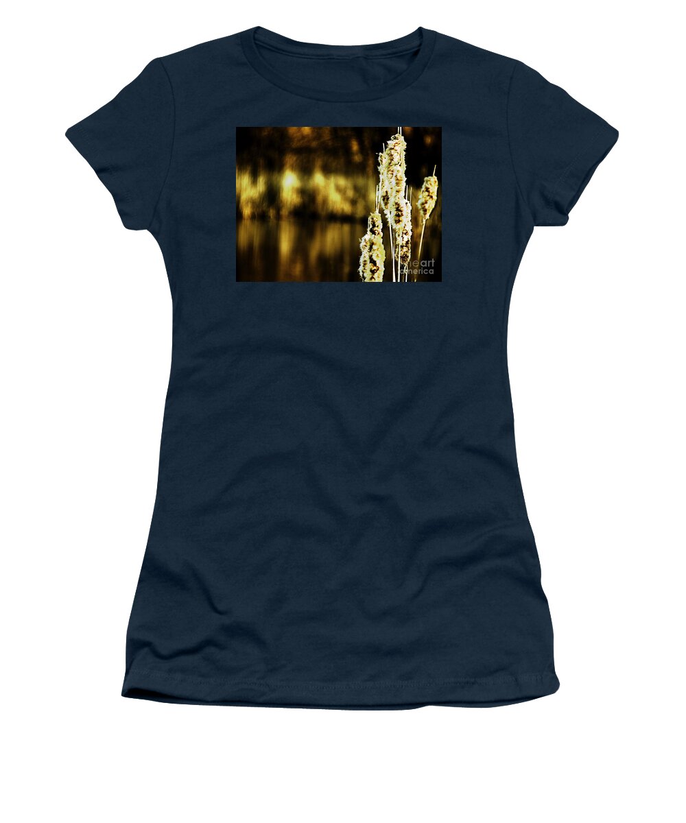 Cattails Women's T-Shirt featuring the photograph At Water's Edge by Don Kenworthy