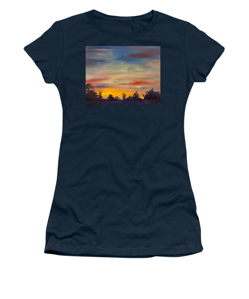 Augusts Sunset Women's T-Shirt featuring the painting August Sunset in SW Montana by Cheryl Nancy Ann Gordon