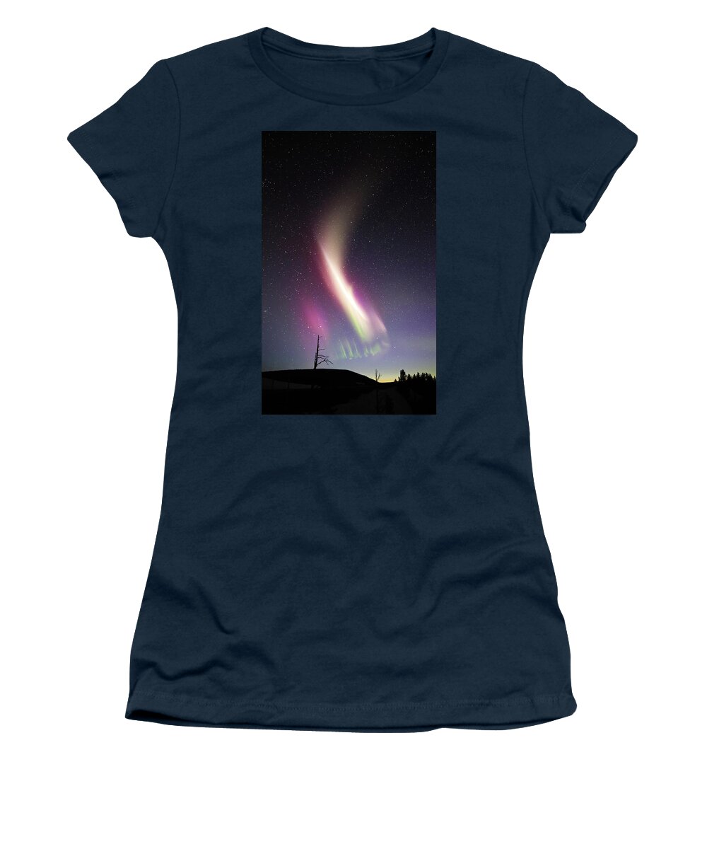 Aurora Women's T-Shirt featuring the photograph Auroral Phenomonen called Steve 1 by Jean Clark