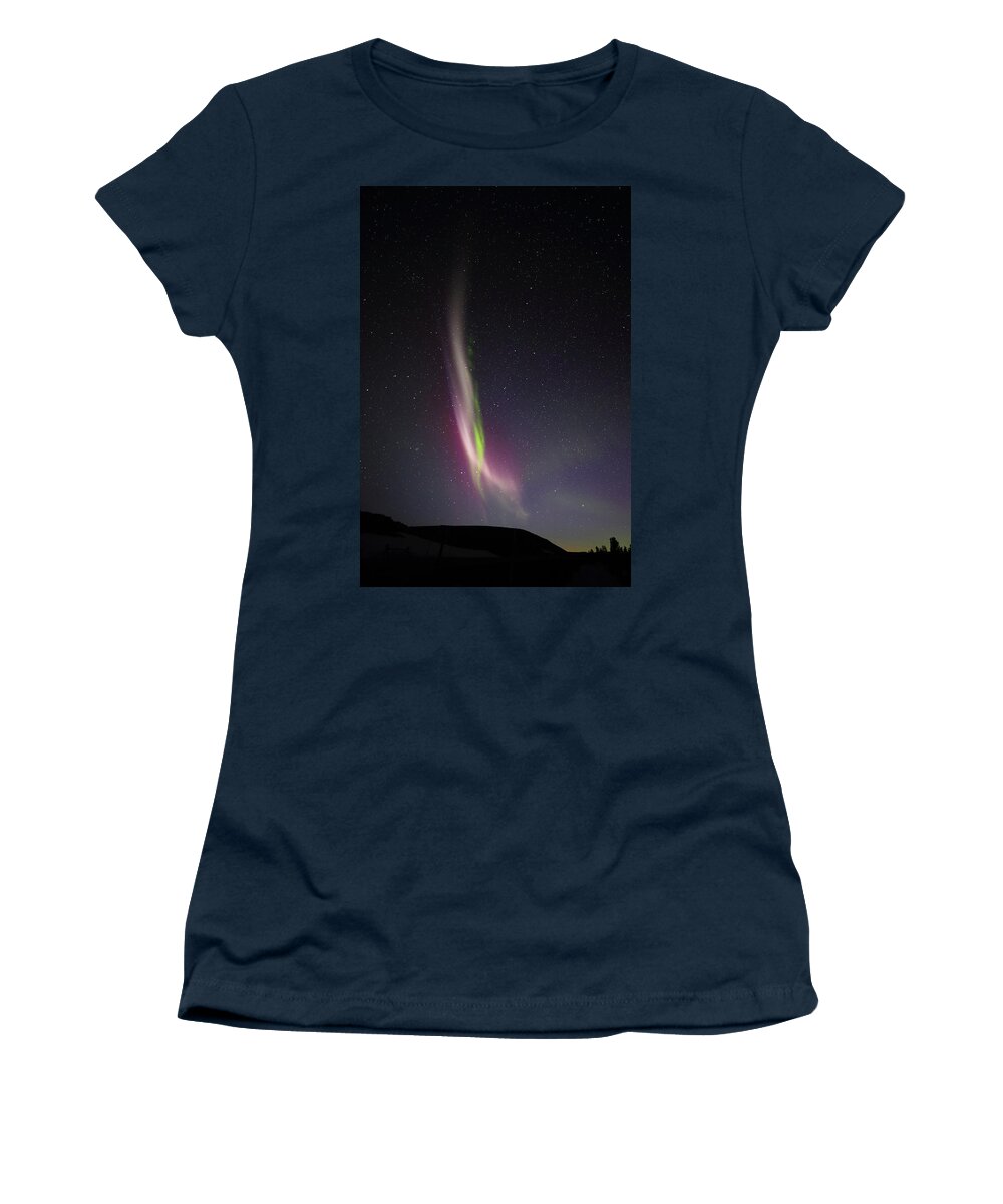 Aurora Women's T-Shirt featuring the photograph Auroral Phenomonen k nown as Steve, 6 by Jean Clark