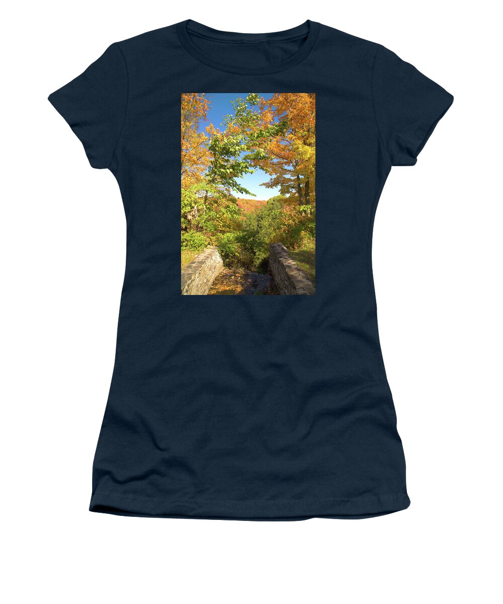 Pratt's Falls Women's T-Shirt featuring the photograph Autumn at Pratt's Falls by David Stasiak